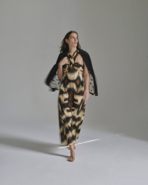 Santo Tomás Martellato Silk Dress / Brown Ikat